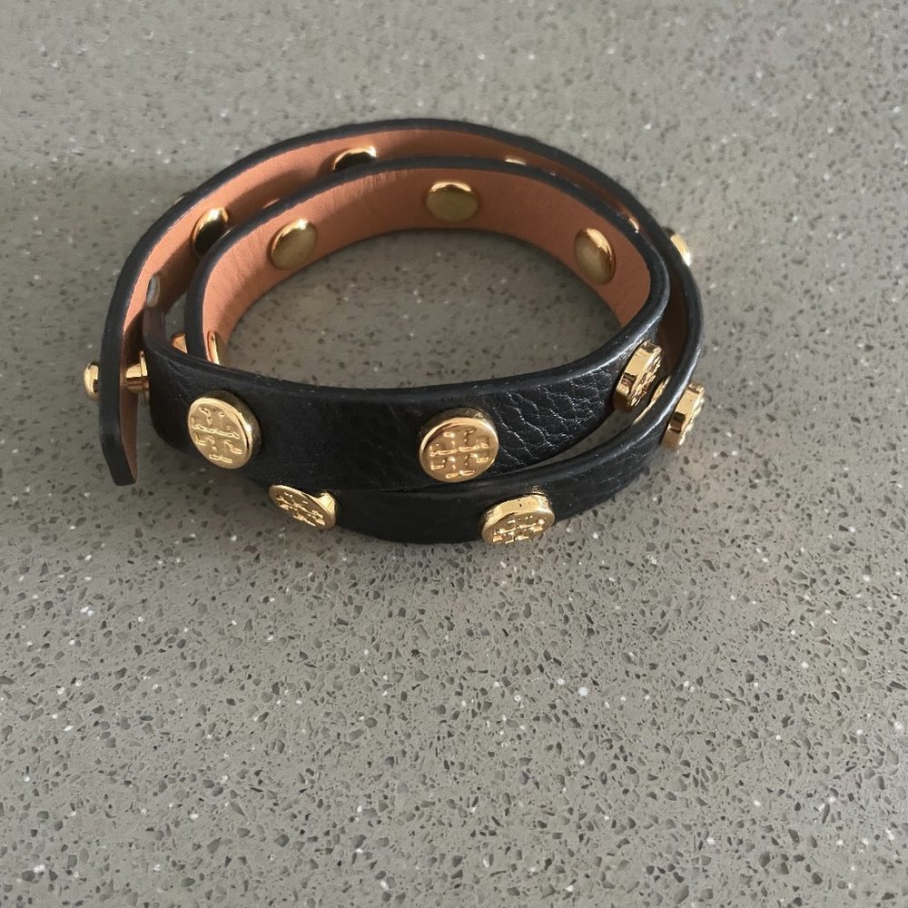 Tory Burch Black Gold Wrap Bracelet